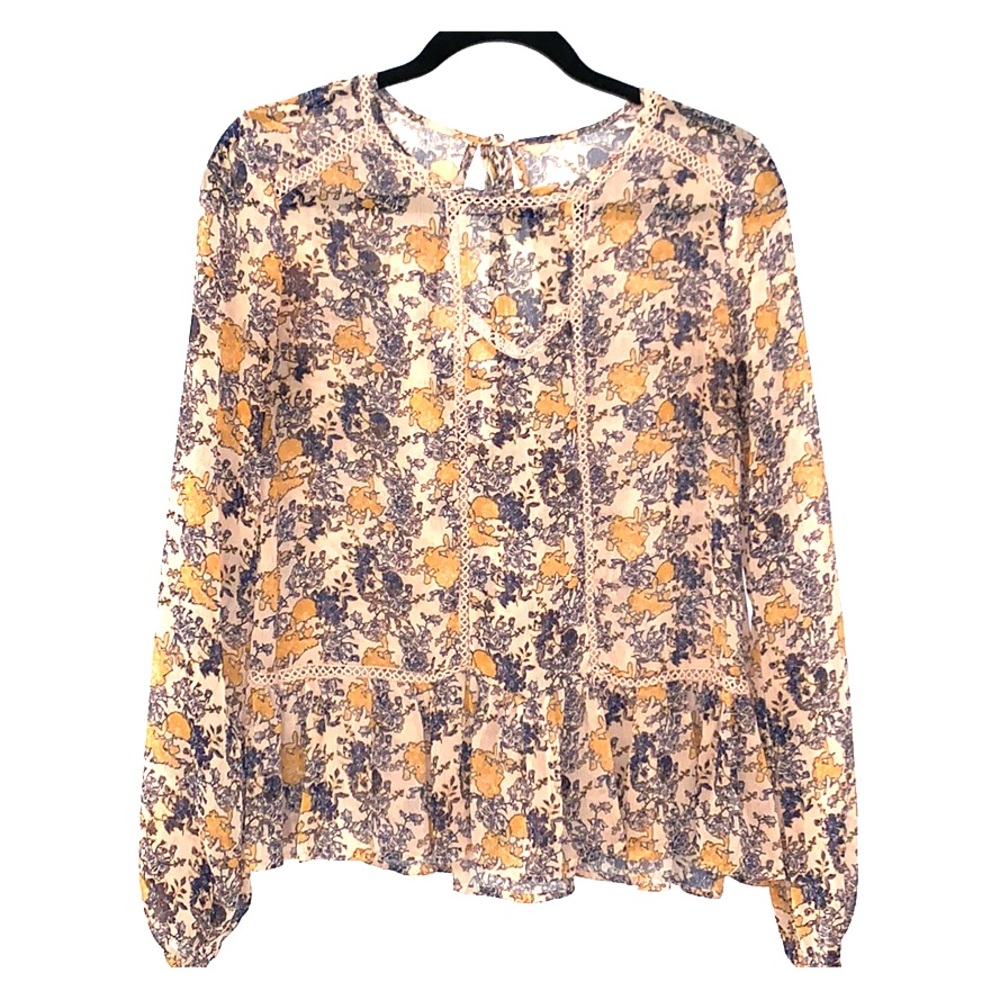 Pink floral lace detail, long sleeve